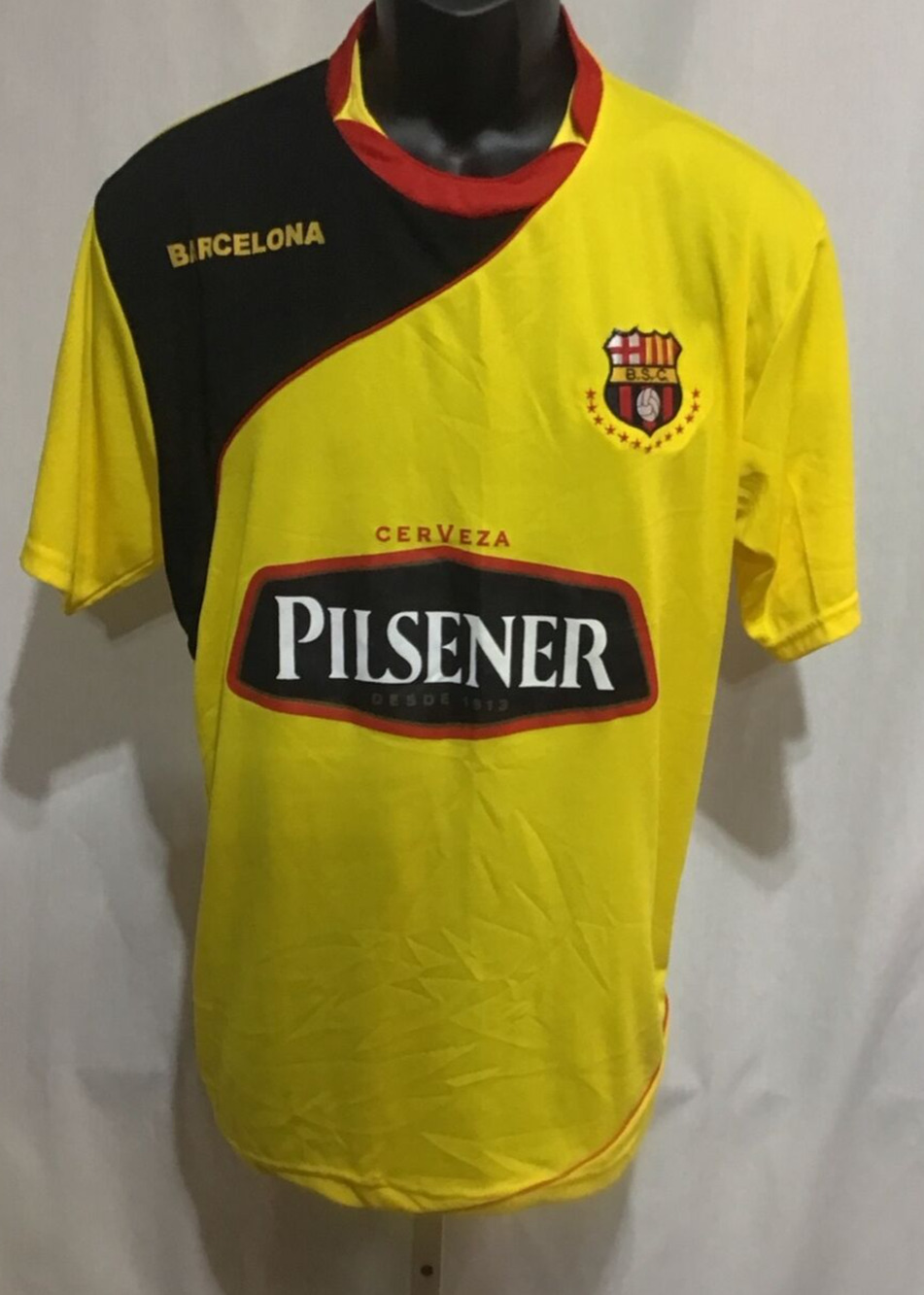 Marathon Barcelona SC Ecuador Soccer Jersey Yellow Pilsener Futbol Shirt
